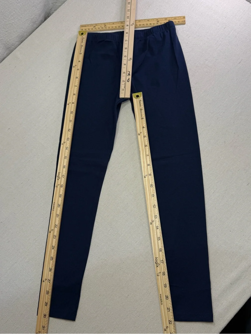 Girls Set of 3 Leggings in Green, Navy Blue & Black - Size Large (10-12)